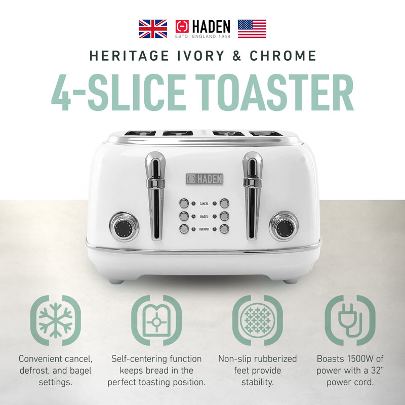 HADEN Heritage 4 Slice Wide Slot Toaster Reviews Wayfair Canada